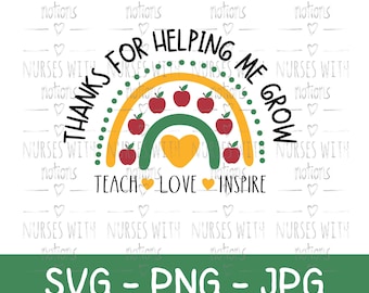 Teacher svg teacher appreciation svg for teacher thank you svg thank you for helping me grow svg file for cricut