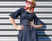 Denim Dress, Mini Denim Dress, Flared Dress, Corset Dress, Boho Dress, Jeans Dress TDK325 by TEYXO