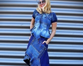 Casual Denim Skirt Jean Skirt with Patches Women Long Skirt TS35