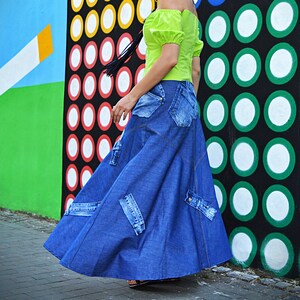 Maxi denim skirt etsy online