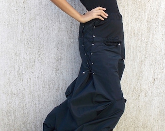 Maxi Floor Length Skirt for Women Steampunk Long Skirt with Pockets High Waist A-line Skirt Adjustable Side Strings Skirt with Folds TS01