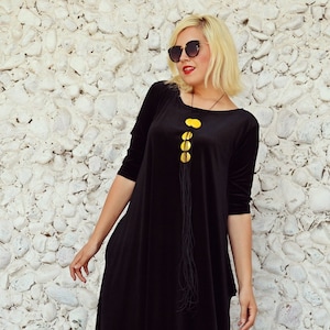 Autumn Black Velvet Dress, Long Maxi Dress, A-line Dress Women TDK191 image 1