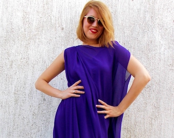 Purple Maxi Dress, Party Maxi Kaftan, Plus Size Maxi Dress TDK67 by TEYXO, Asymmetrical Kaftan