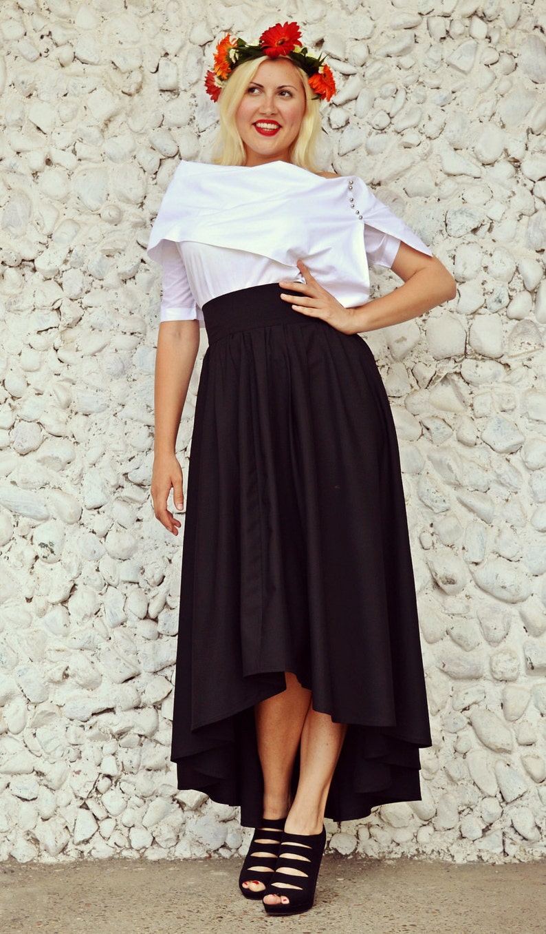 Summer Black Skirt TS08 Long Asymmetrical Black Skirt High Etsy