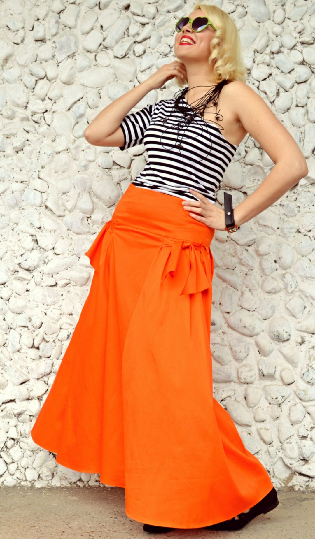 Extravagant Orange Skirt / Funky Cotton Skirt / Orange Flared - Etsy