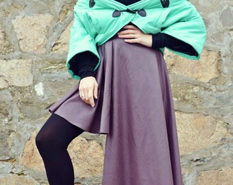 Purple Leather Skirt / Extravagant Leather Skirt / Purple Asymmetrical Skirt / Funky Flared Leather Skirt TS14 / JAZZ UP!