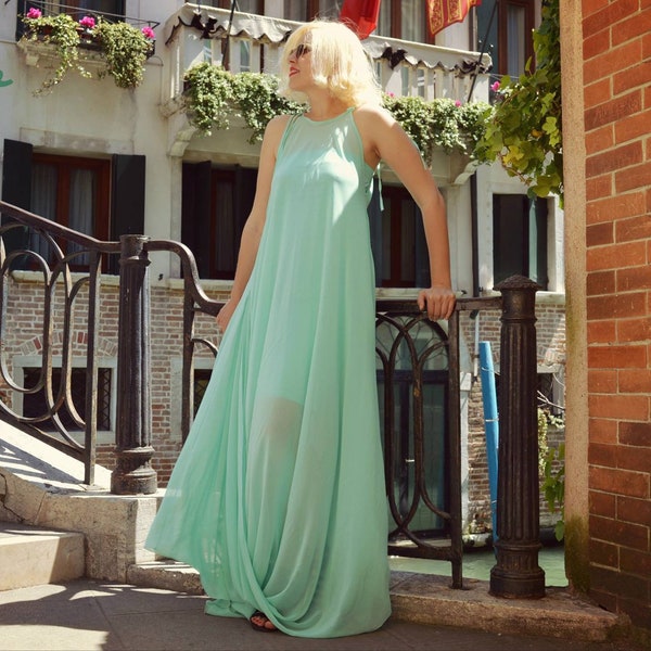 Summer Dress, Turquoise Summer Kaftan TDK186, Turquoise Dress, Classy Maxi Dress, Summer Party Dress by TEYXO