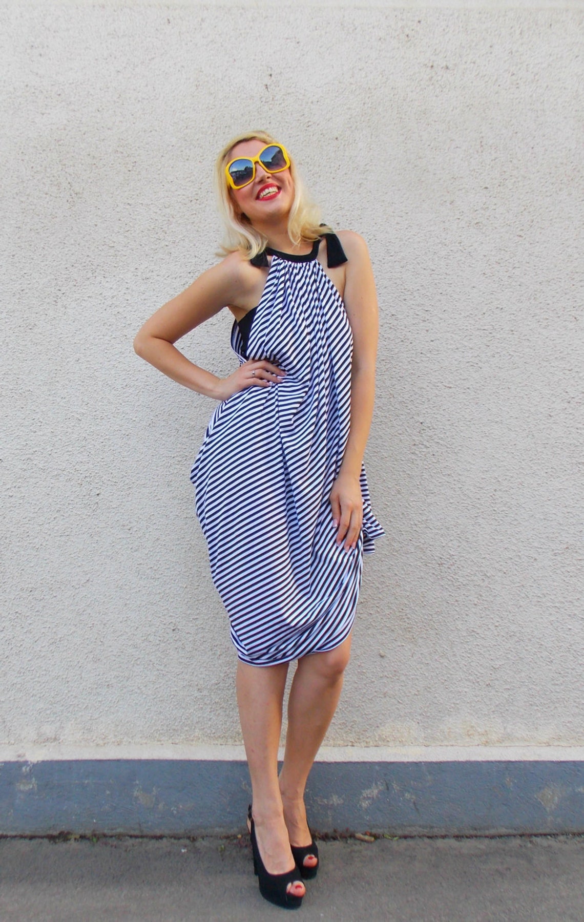 asymmetrical striped dress