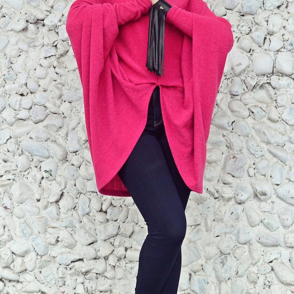 Fuchsia Extravagant Top / Loose Fuchsia Sweater / Fuchsia Acrylic Sweater / Extravagant Acrylic Top TT109 JAZZ UP!