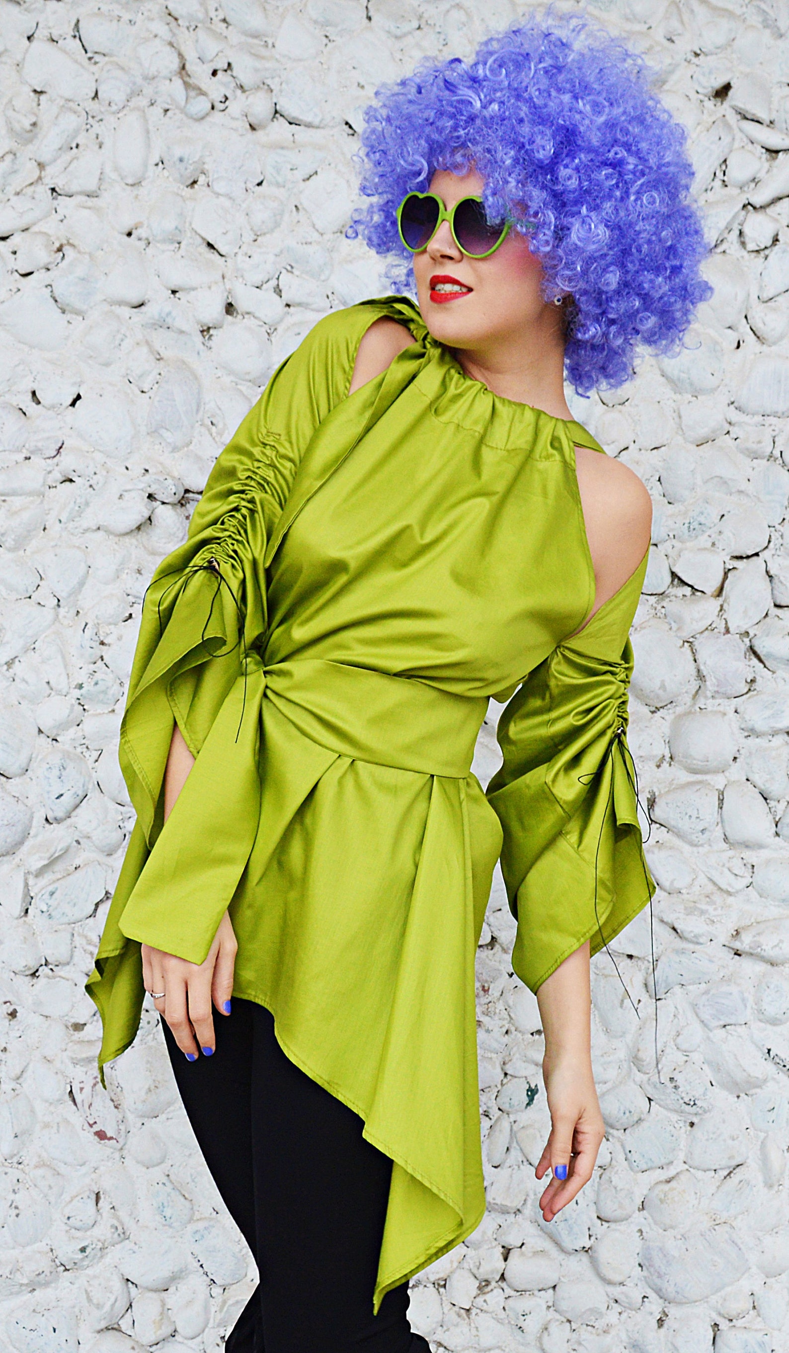 Lime Green Top off Shoulders Blouse Lime Green Tunic Top Etsy