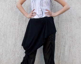 Black Skirt Pants / Harem Chiffon Pants and Skirt TP06