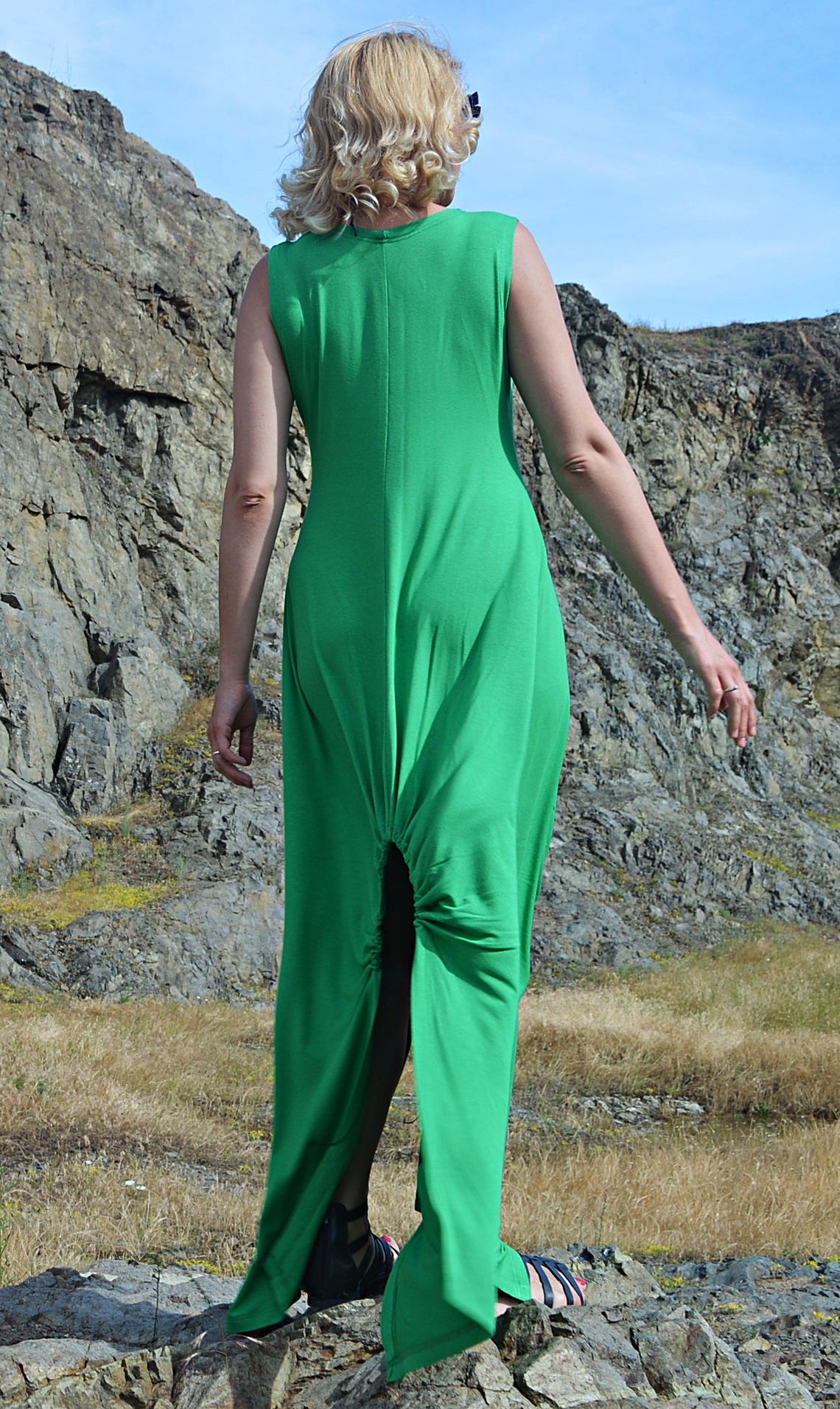 Sleeveless Dress Green Maxi Dress Green Dress TDK263 - Etsy
