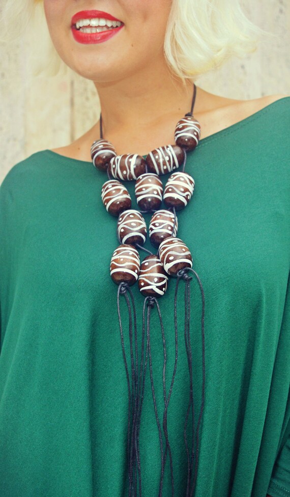Boho Wooden Necklace / Extravagant Handmade Necklace / Large | Etsy