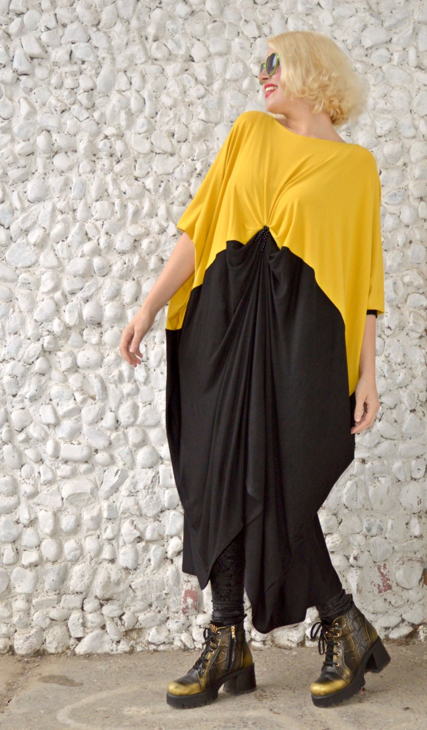 Funky Bicolor Kaftan / Asymmetrical Maxi Dress / Extravagant | Etsy