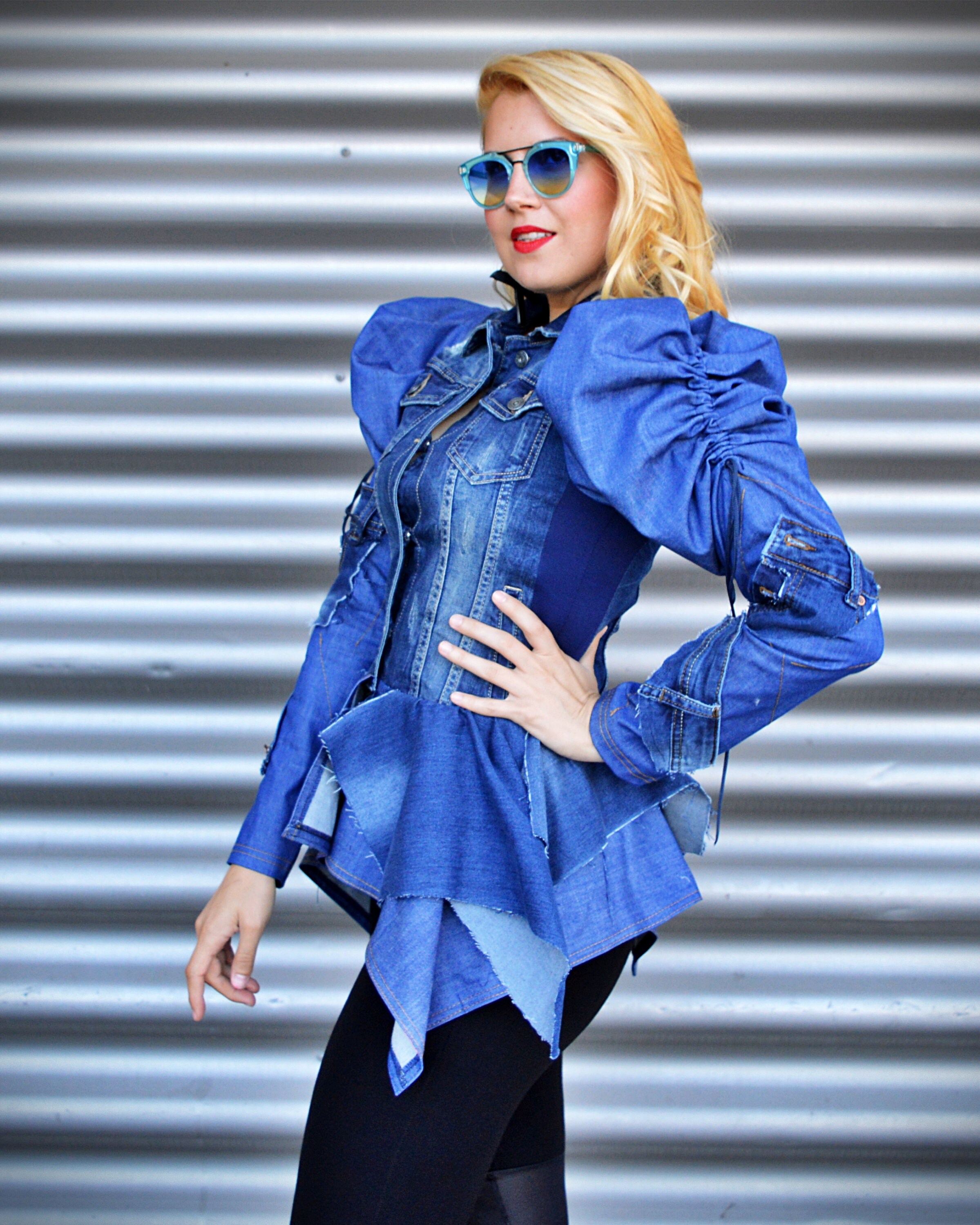 Peplum blue top jean jacket