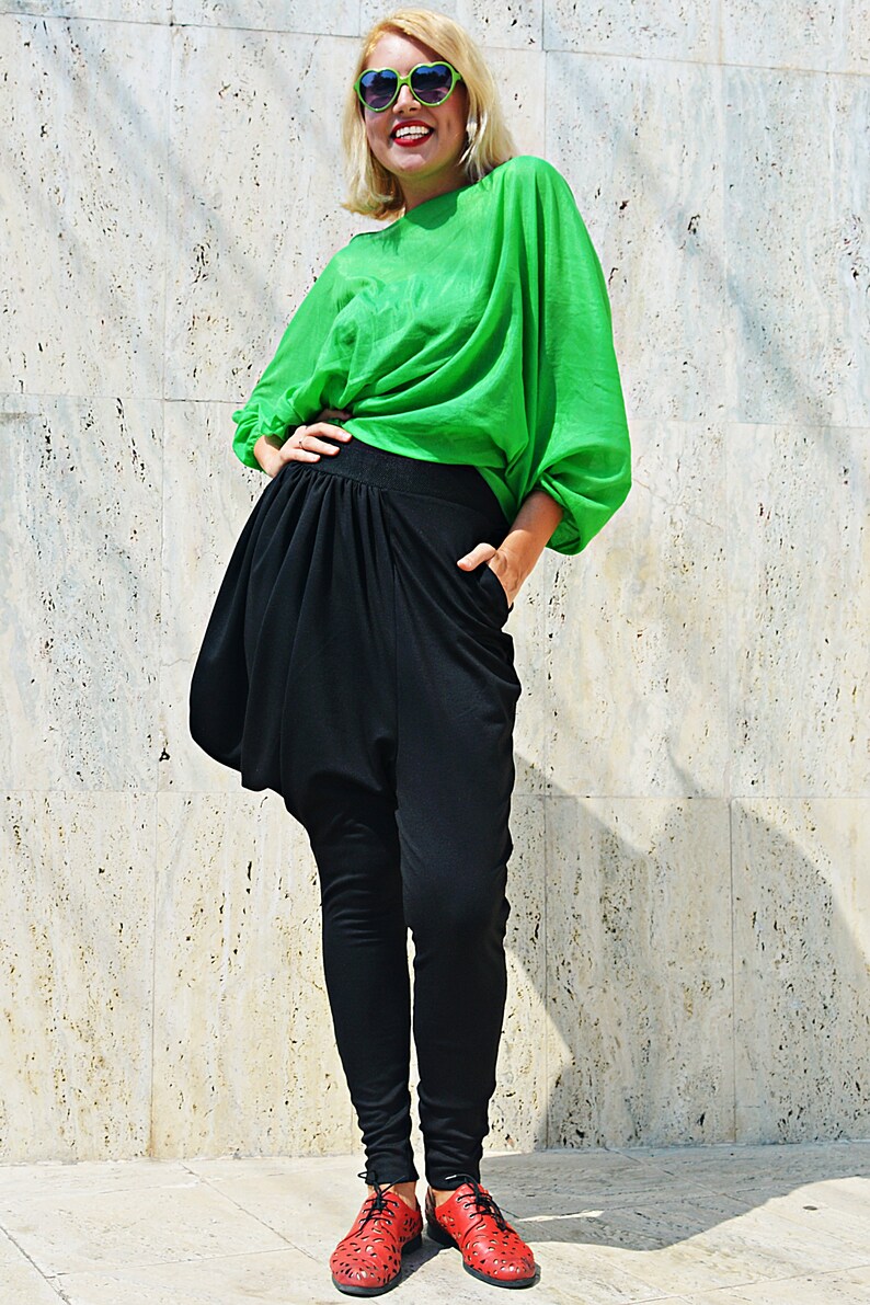Washed Black Drop Crotch Pant