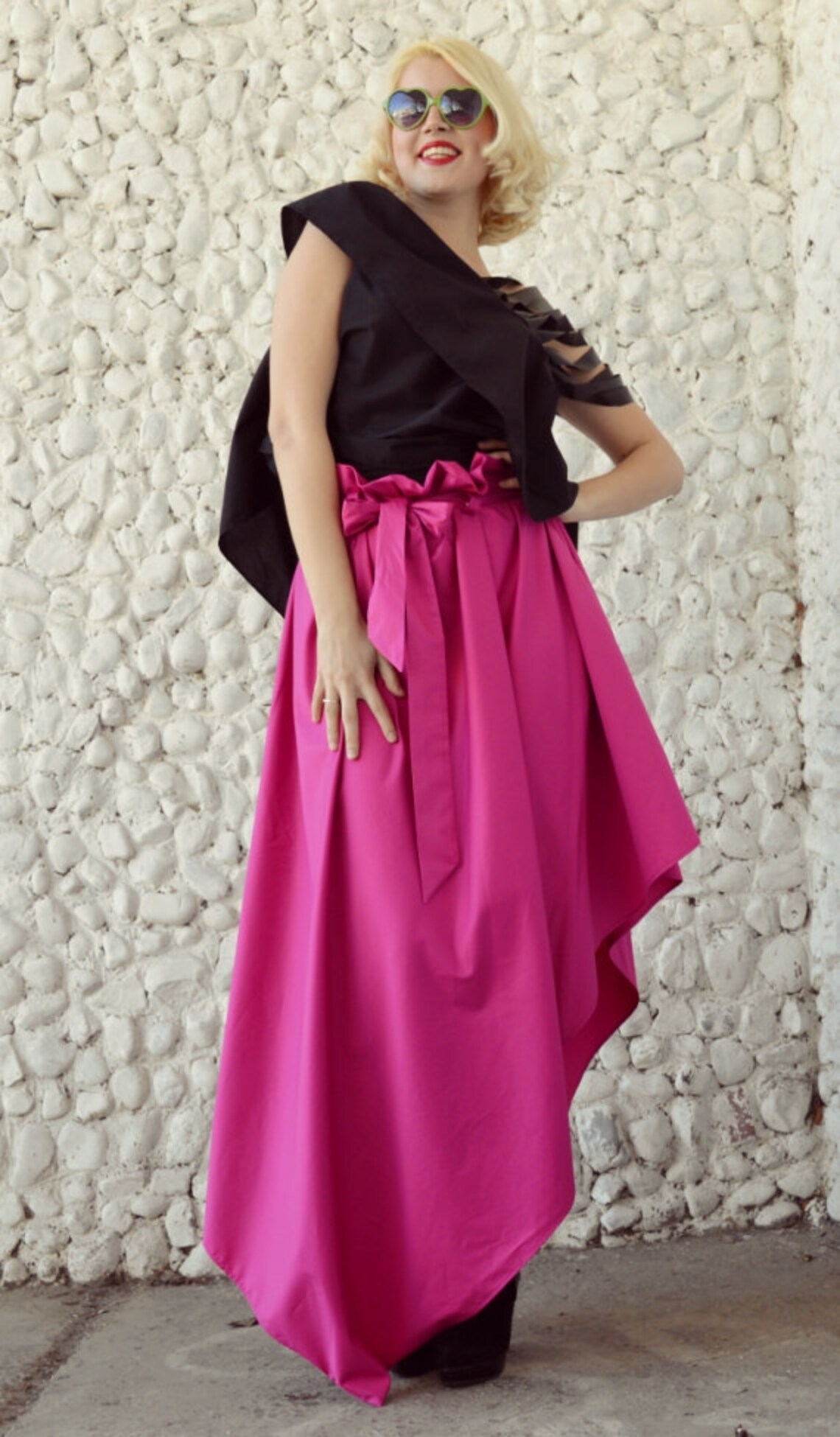 Cotton Pink Skirt / Extravagant Pink Skirt / Asymmetrical - Etsy