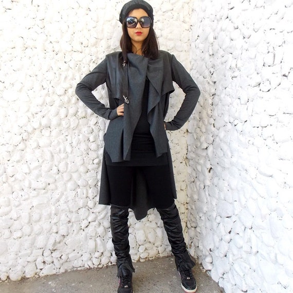 Leather sleeve cheap cardigan