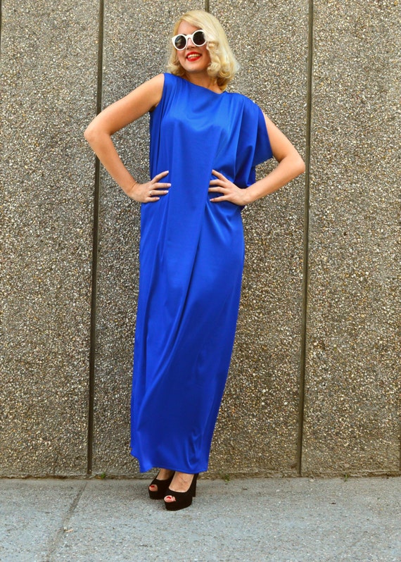 Royal Blue Kaftan / Silk Blue Kaftan / Royal Blue Maxi Dress / | Etsy