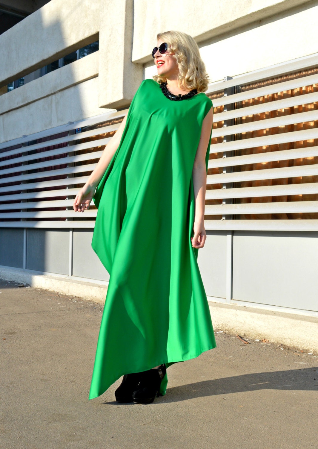 Extravagant Green Kaftan TDK158 Silk Green Maxi Dress Party - Etsy