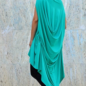 Extravagant Teal Top / Funky Tail Top / Teal Asymmetrical Tunic ...