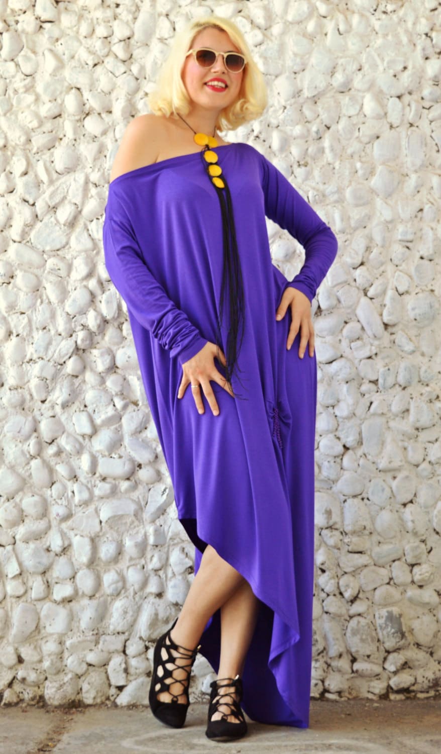 Purple Maxi Dress TDK31 Purple Loose Dress Purple Caftan