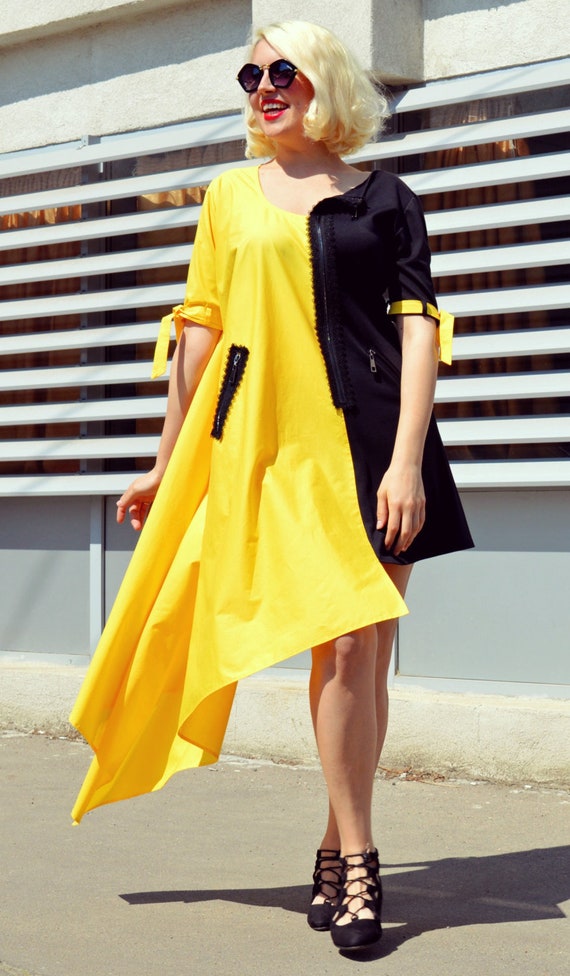 black and yellow dress