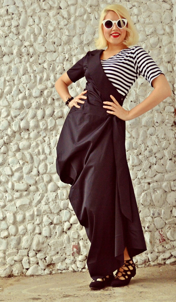 Black Extravagant Dress / Plus Size Asymmetrical Dress / Black | Etsy