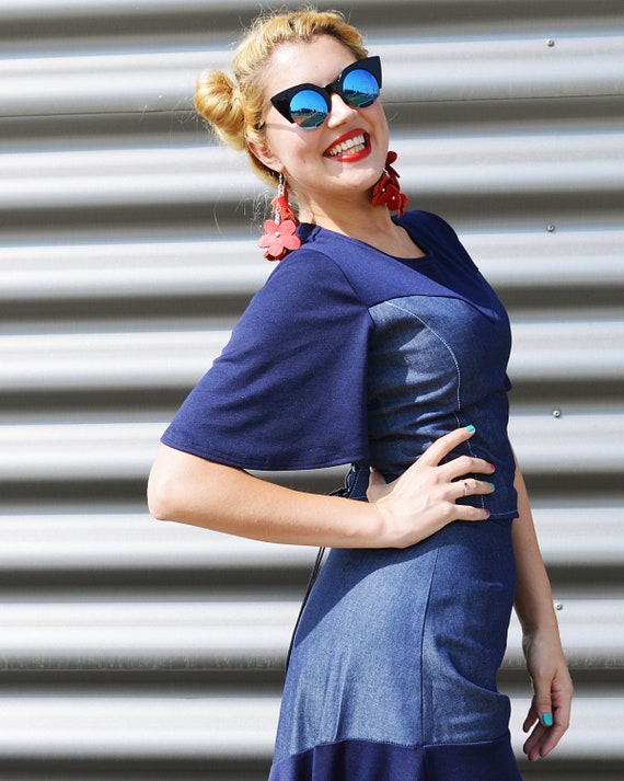 Denim Top Jeans Tunic With Short 