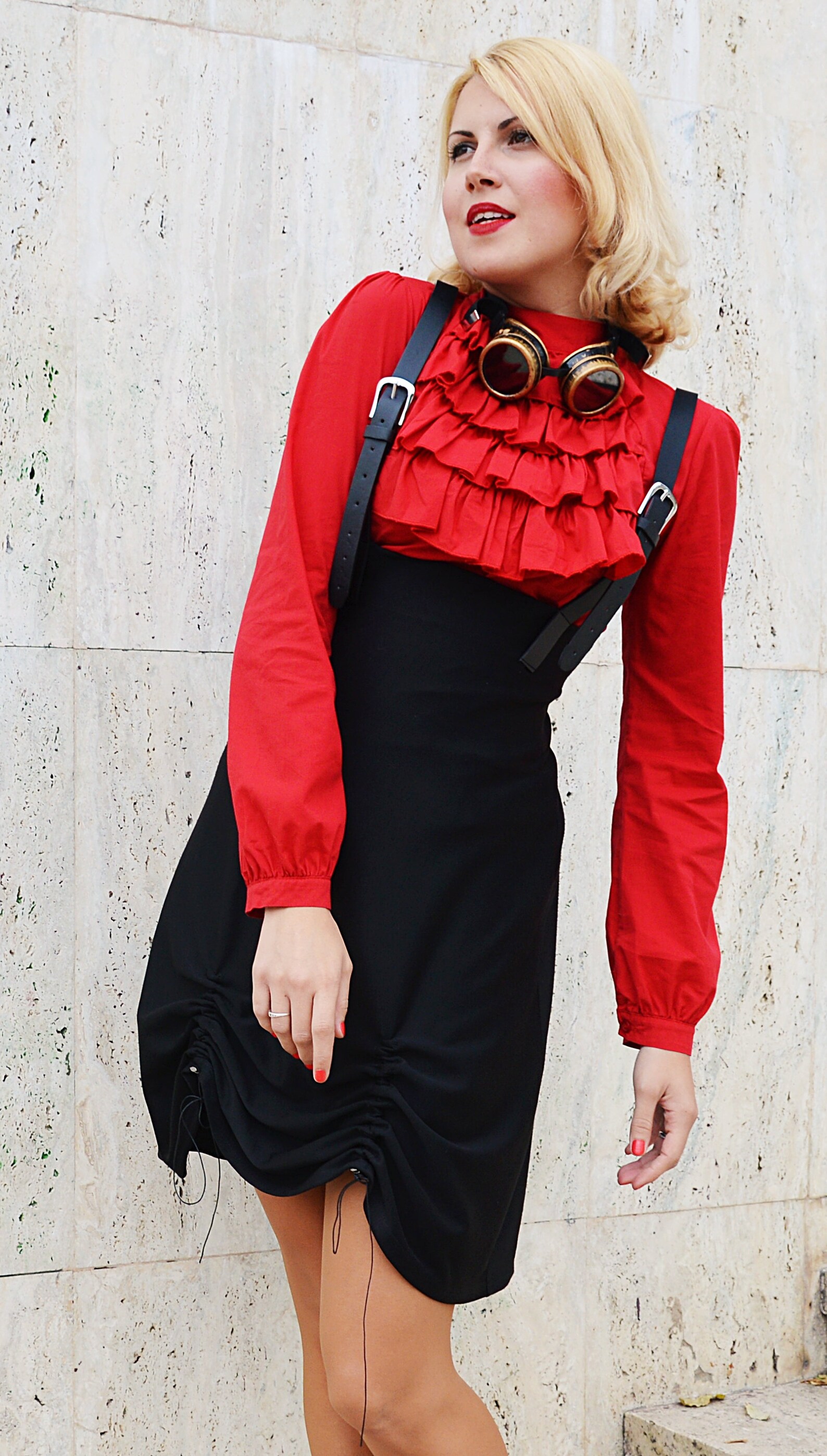 red ruffle tops