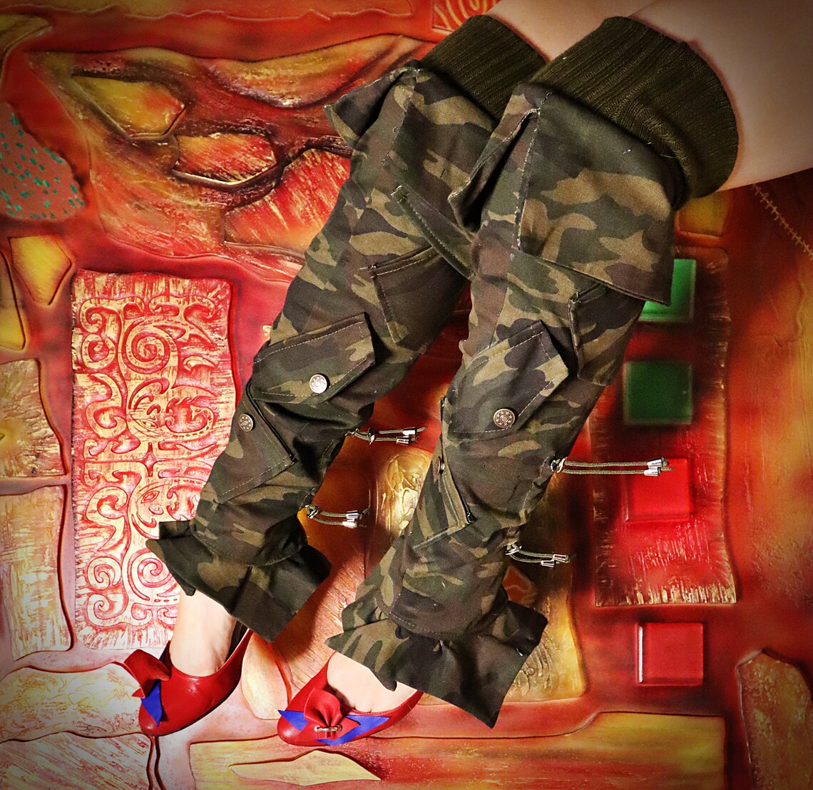 Army Leg Sleeves With Pockets Military Leg Warmers Hipster Etsy