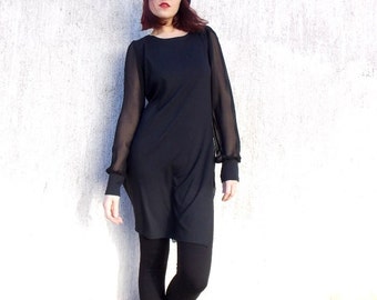 Black Asymmetric Tunic / Asymmetric Black Dress / Black Twisted Tunic / Loose Maxi Top / Black Top Dress Lara TT13