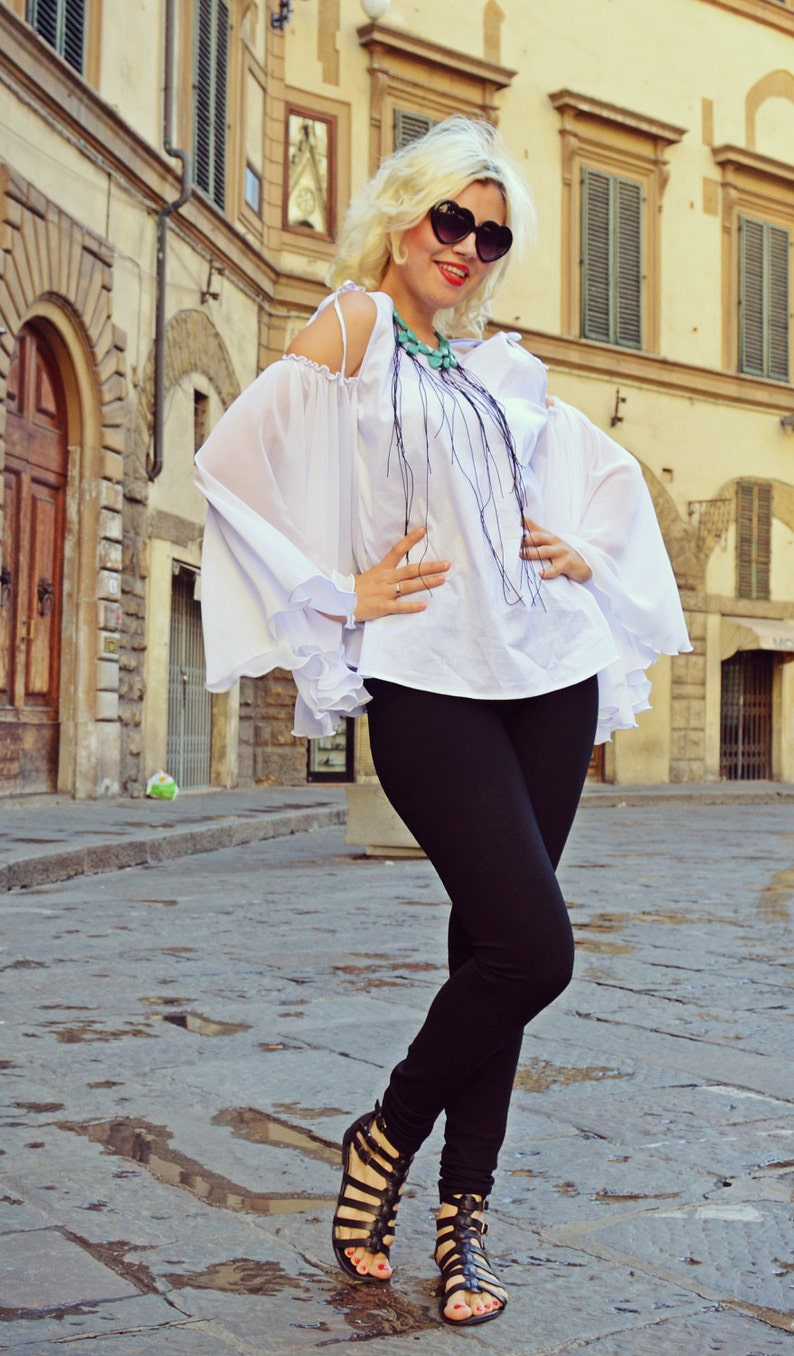 White Summer Top Batwing Top White Summer Blouse Wing Etsy