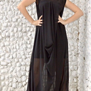 Extravagant Black Jumpsuit / Classy Sheer Jumpsuit with Underneath Little Black Dress / Plus Size Jumpsuit TJ19