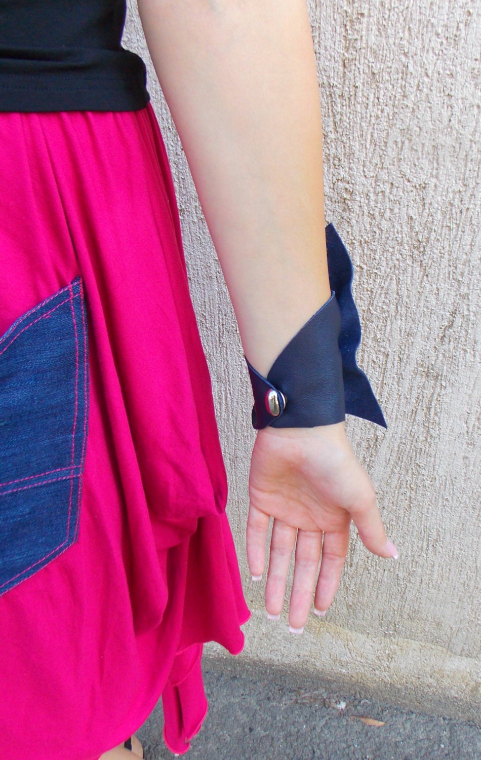 Navy Leather Bracelet / Navy Bracelet / Leather Bracelet With Etsy UK