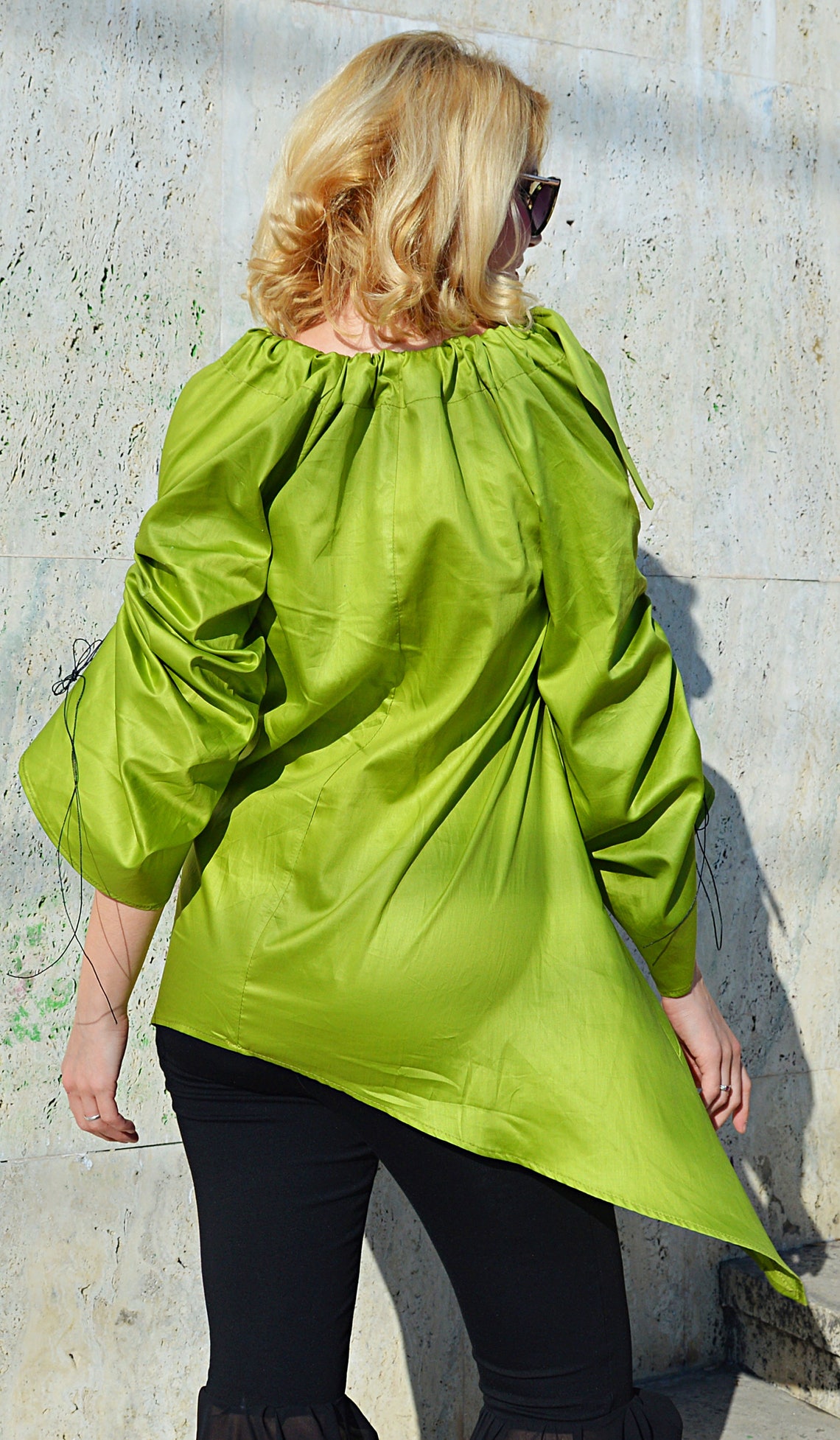 Lime Green Top off Shoulders Blouse Lime Green Tunic Top Etsy