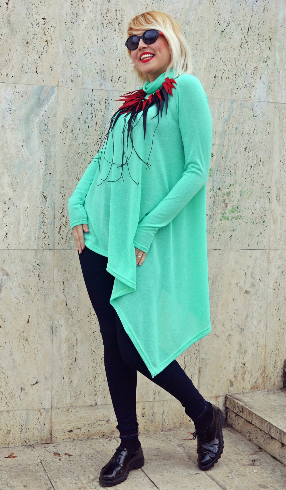 Asymmetrical Emerald Top / Extravagant Long Emerald Top / - Etsy