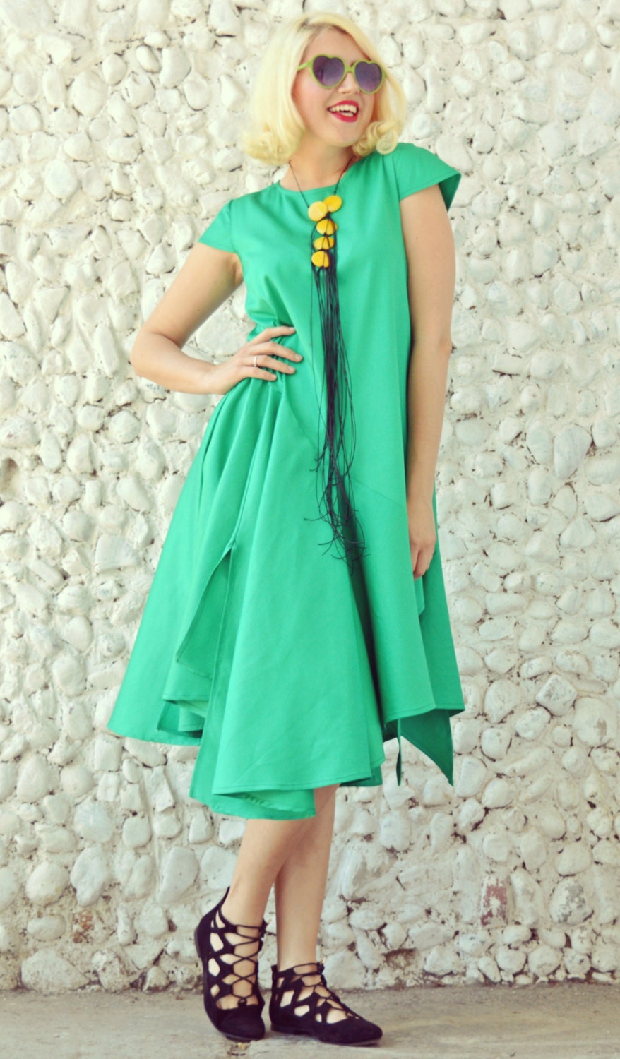 Midi Cotton Dress Summer Casual Dress Short Sleeves Dress - Etsy