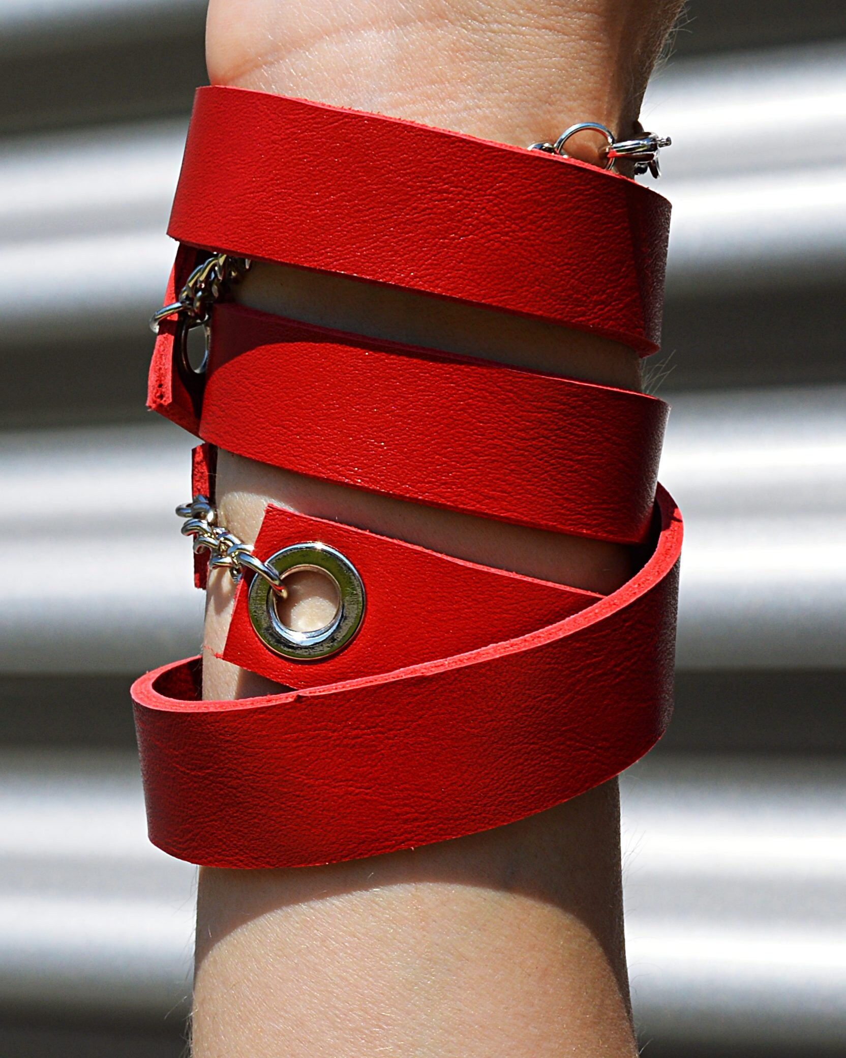 Leather Bracelet Wrap Bracelet Leather Jewelry TLJ90 Red 