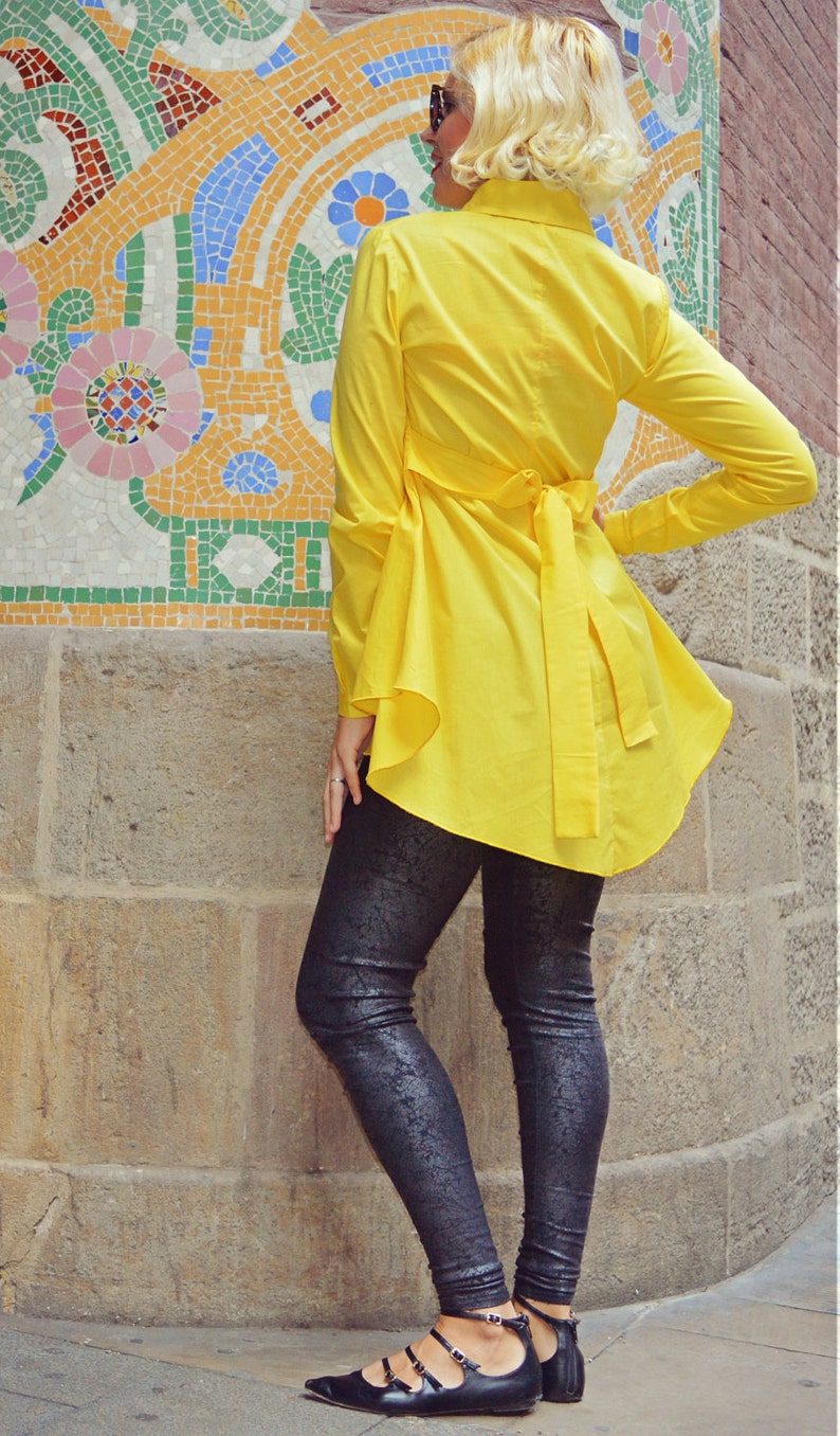 Extravagant Lemon Yellow Blouse / Pure Cotton Lemon Yellow Top Etsy