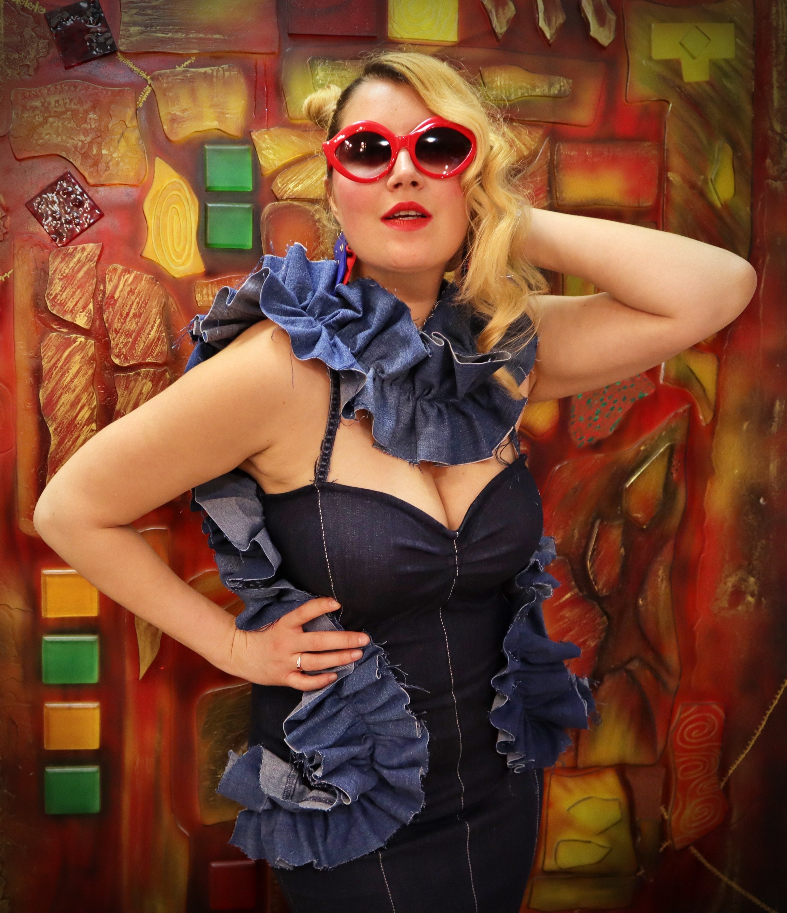 Mermaid Denim Dress With Ruffles Cocktail Jean Dress TDK414 Etsy