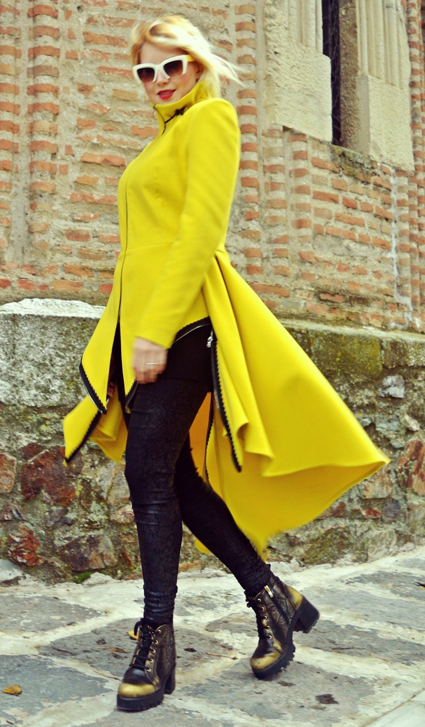 Lemon Yellow Coat Long Tail Coat 
