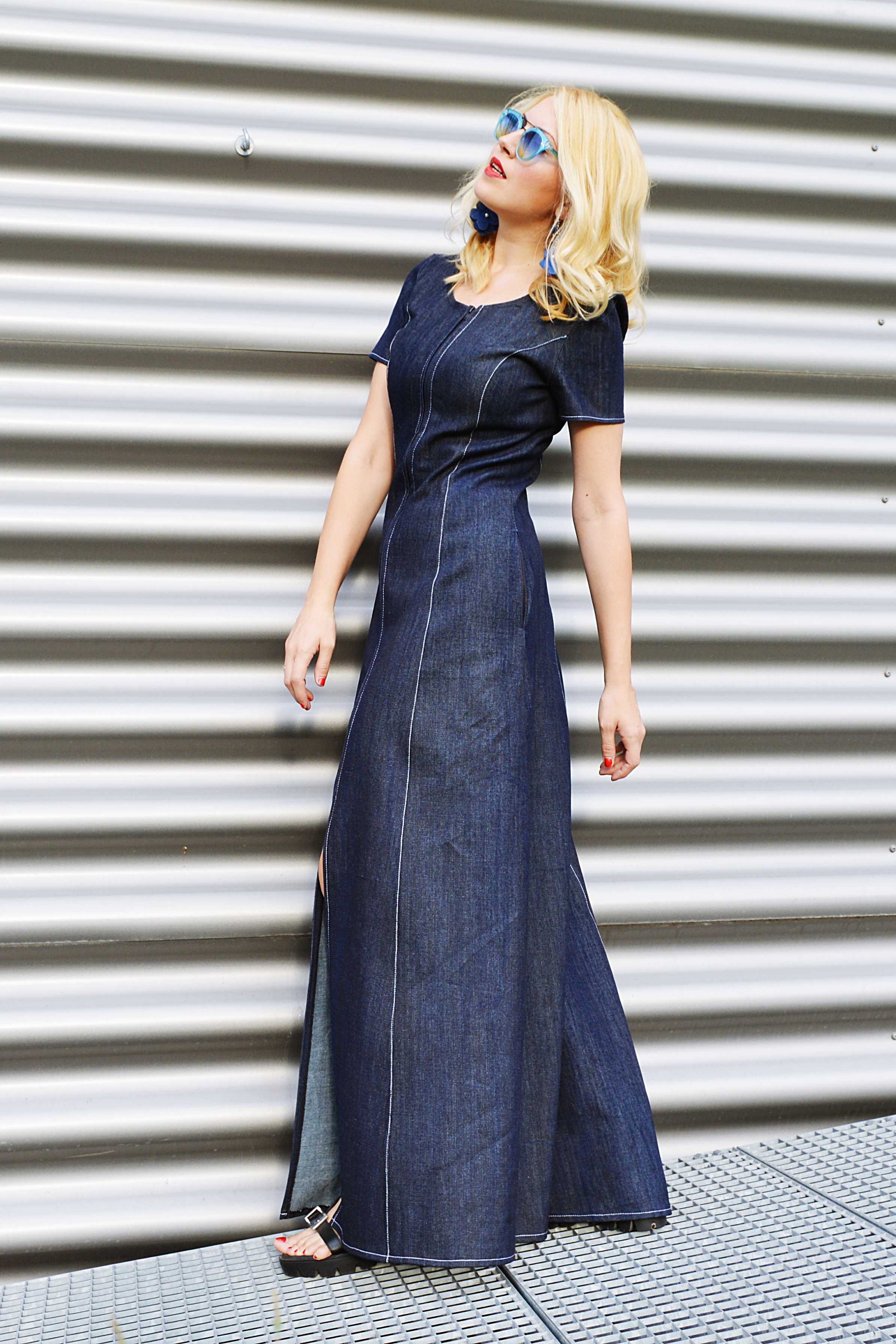 Denim Cotton Dress for Women Long Jean Dress Denim Clothing | Etsy UK