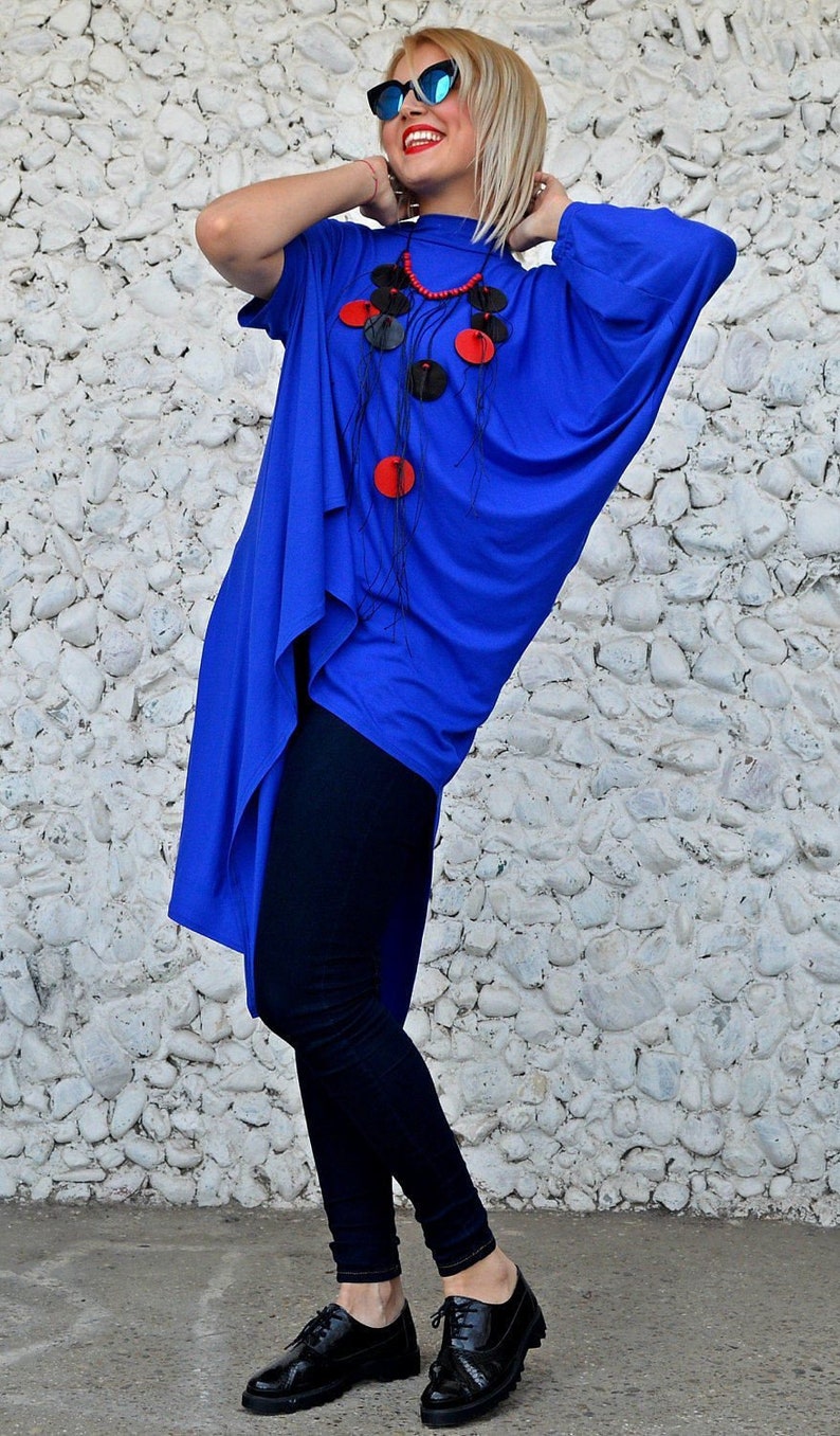 Extravagant Blue Top / Royal Blue Blouse / Asymmetrical - Etsy