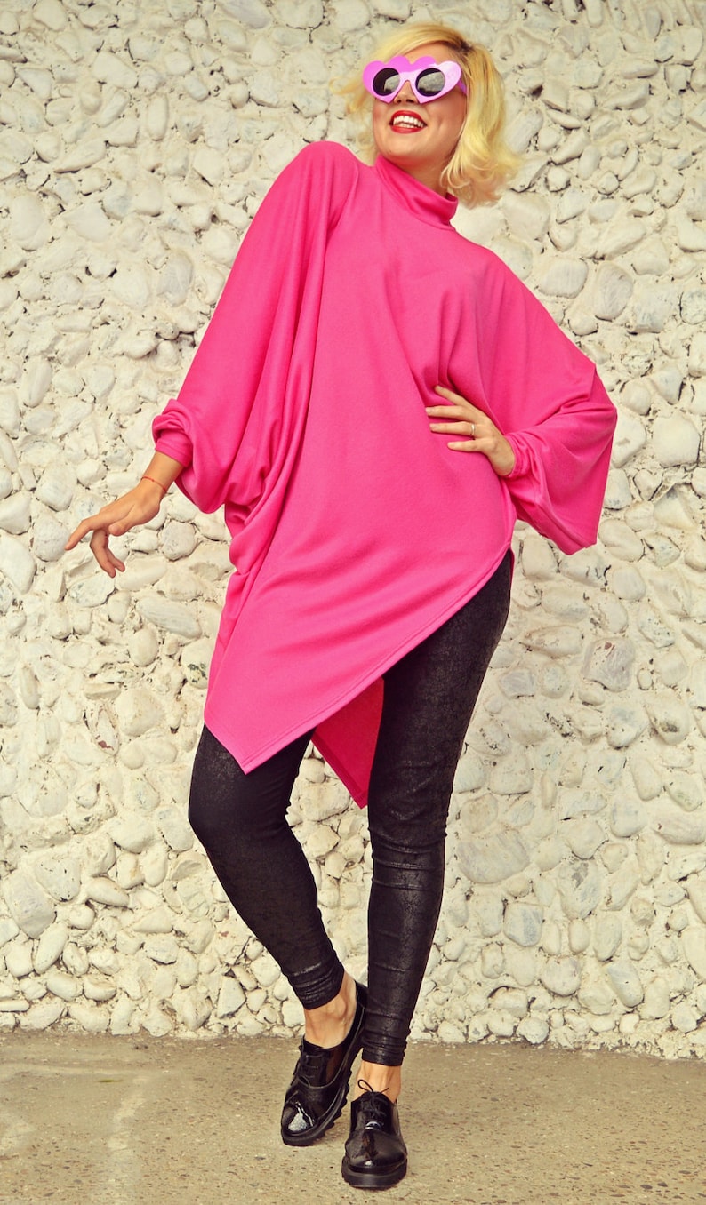 Funky Loose Pink Sweater / Extravagant Pink Top / Asymmetrical - Etsy