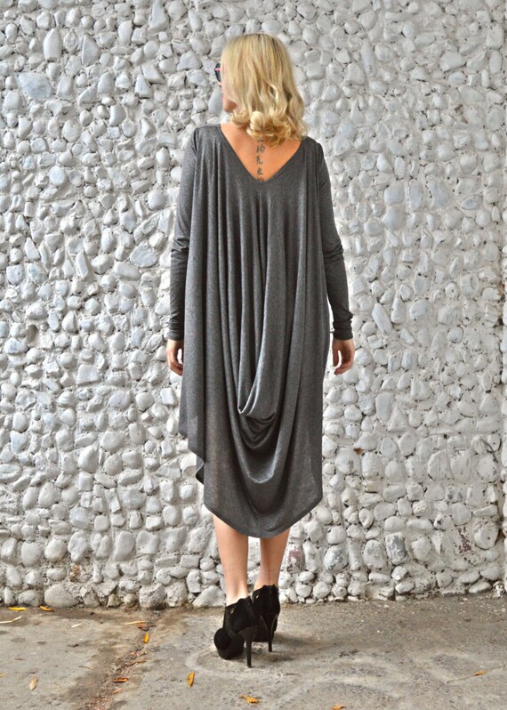 Plus Size Casual Dress Baby Shower Dress Gray Full Dress Loose Fit Maternity Dress Long Sleeves Knee Length Dress TDK156 Etsy UK