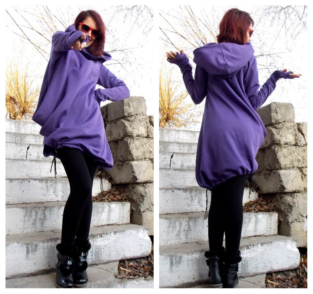Purple Jumper Dress Extravagant Plus Size Hoodie Quilted | Etsy