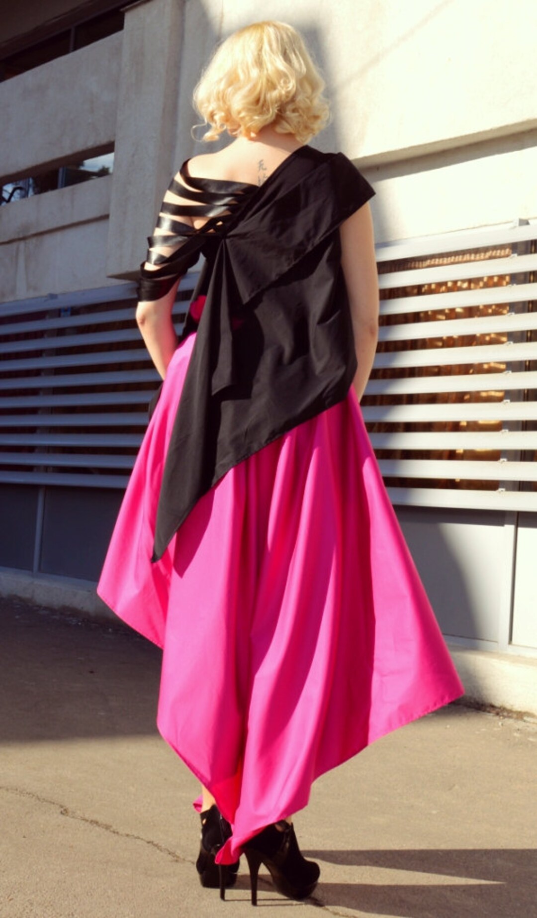 Cotton Pink Skirt / Extravagant Pink Skirt / Asymmetrical - Etsy