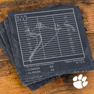 Greatest Clemson Football Plays: Slate Coasters (Set of 4)