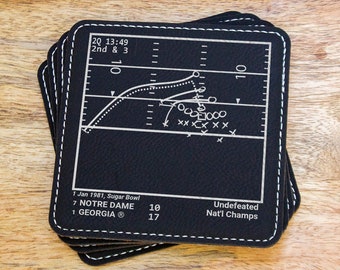 Greatest Georgia Football Plays: Leatherette Coasters (Set of 4)